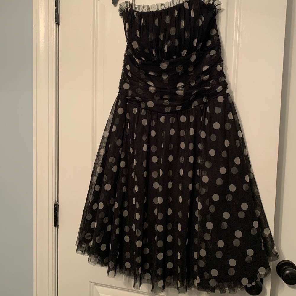 Black and white polka dot semi formal dress